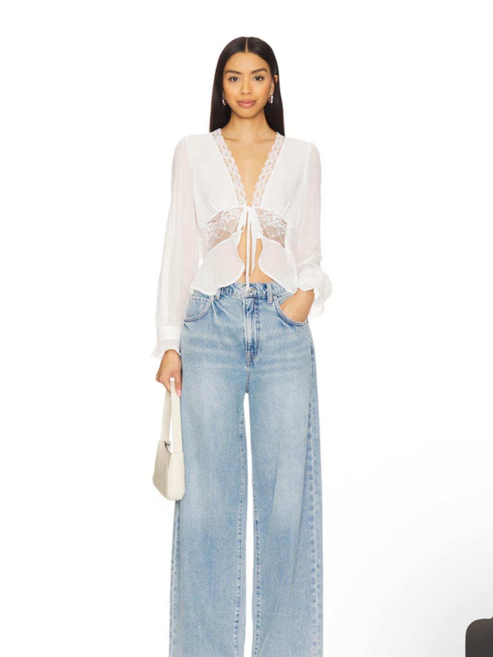 Revolve Kat the Label white Betty blouse NWT size Small